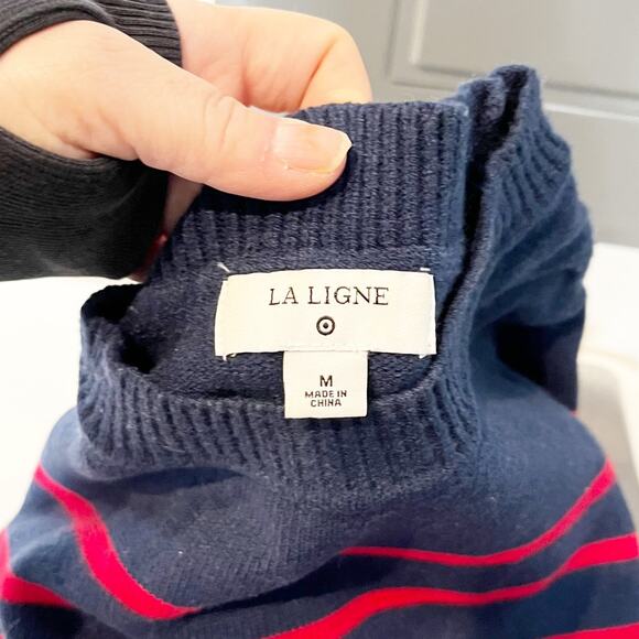 La Ligne x Target Striped Crew Neck Pullover Sweater Navy Blue Red Medium - Picture 3 of 6